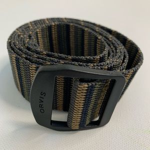 Orvis Fabric Woven Striped Belt Tan Black Green